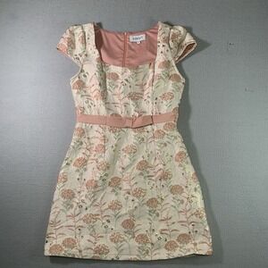B.RIGHT Cream Mini Dress with‎ Light Pink Floral Accents NWOT SIZE SMALL